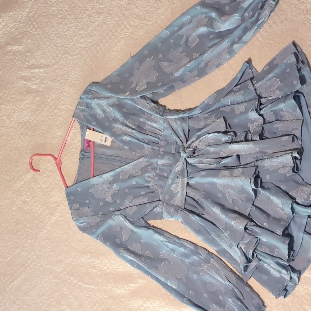 Blue long sleeve romper